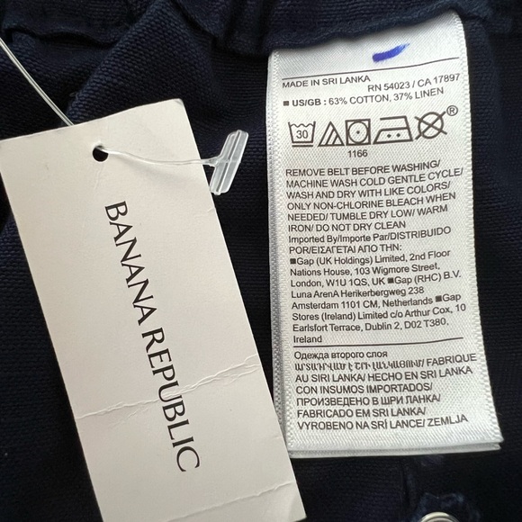 NWT Banana Republic Linen blend Paperbag Waist Trousers | navy | 12 - Picture 16 of 16